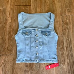 Light Blue Stretchy Denim top with buttons